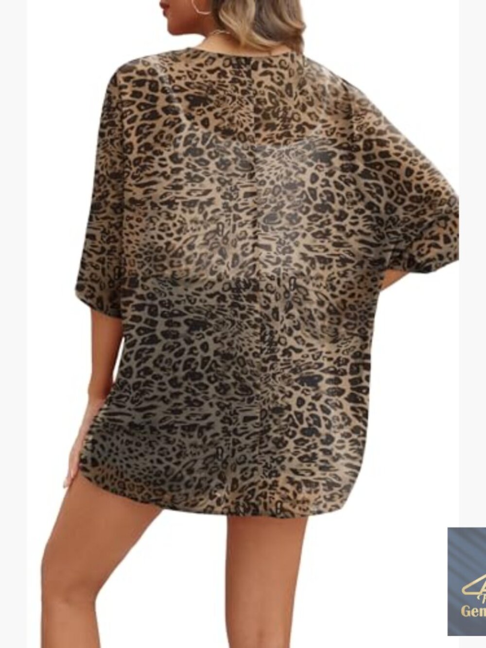 3/4 Sleeve Lightweight Coverup Polyester Loose Fit Beach Cardigan Medium - Picture 4 of 7